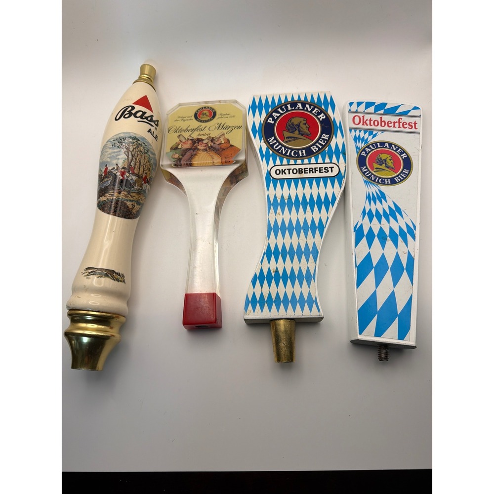 Vintage Beer Tap Handle Lot Bass Ale Paulaner Oktoberfest Munich Bier 4pc Set